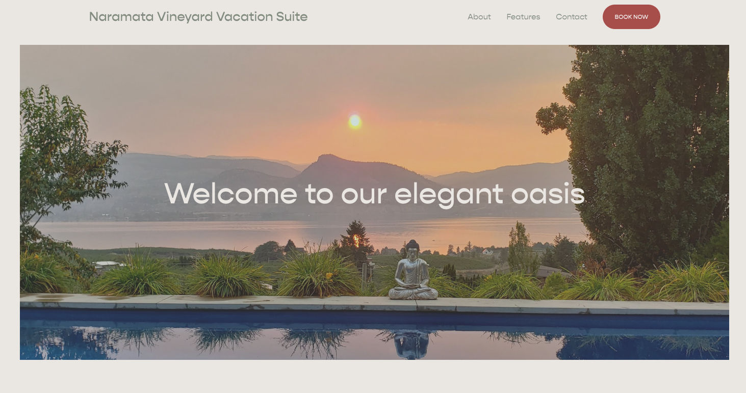 Screenshot of the Naramata Vineyard BnB website homepage